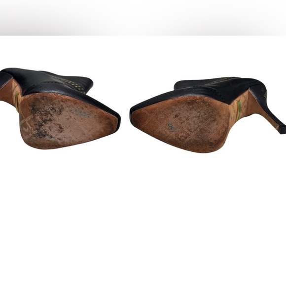 Women’s L.A.M.B. Black Leather W/ Gold Accent Studded Stiletto Booties: Size 6 - Picture 7 of 9